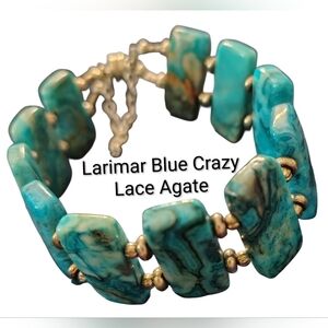 Larimar Blue Crazy Lace Agate 7" Bracelet